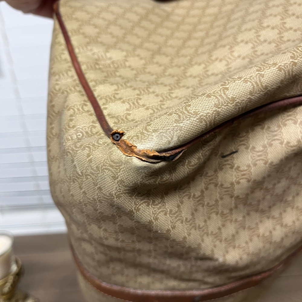 Celine Tan and Brown Duffel Bag, GUC, unisex bag, check pics for rubbed, 19x12” - Picture 3 of 16